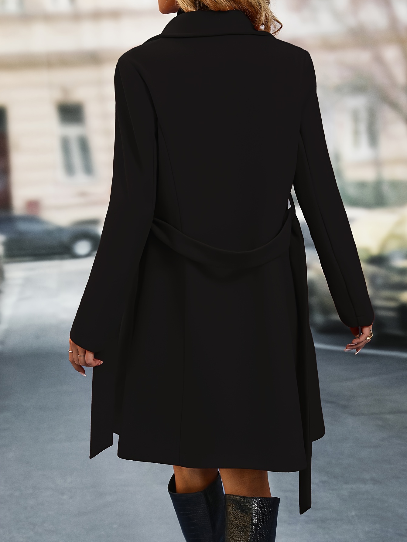 双排扣风衣 优雅翻领 长袖外套 女士服装 细节图 9