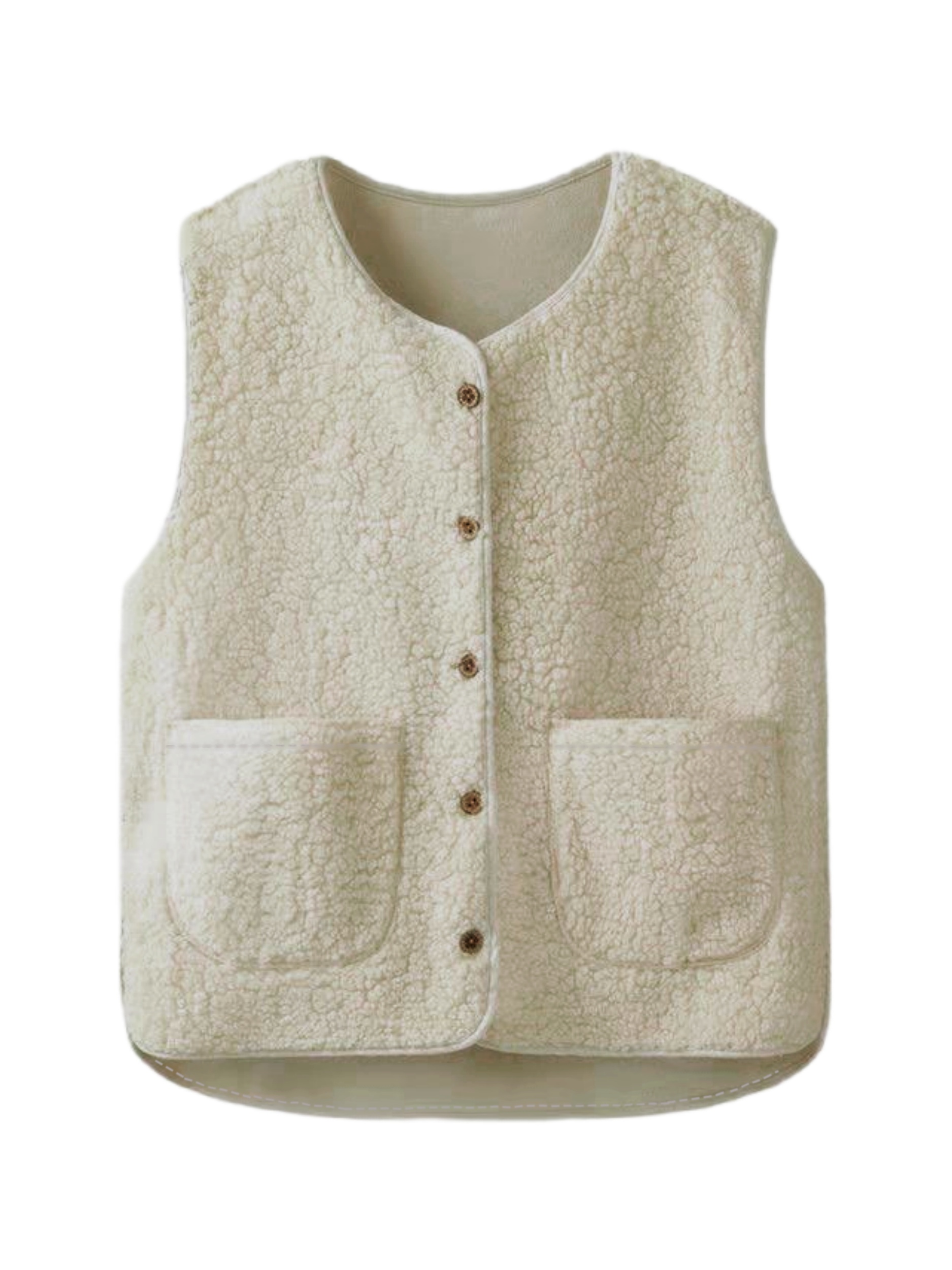 纯色前扣马甲，休闲无袖带口袋女士马甲服装细节图 3